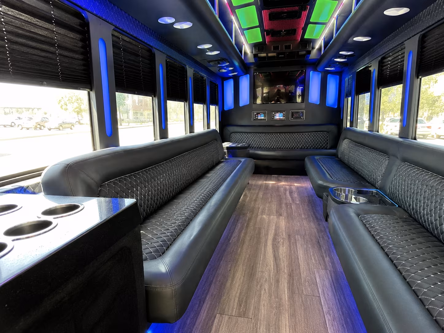 woodbridge 15 passenger party bus inside