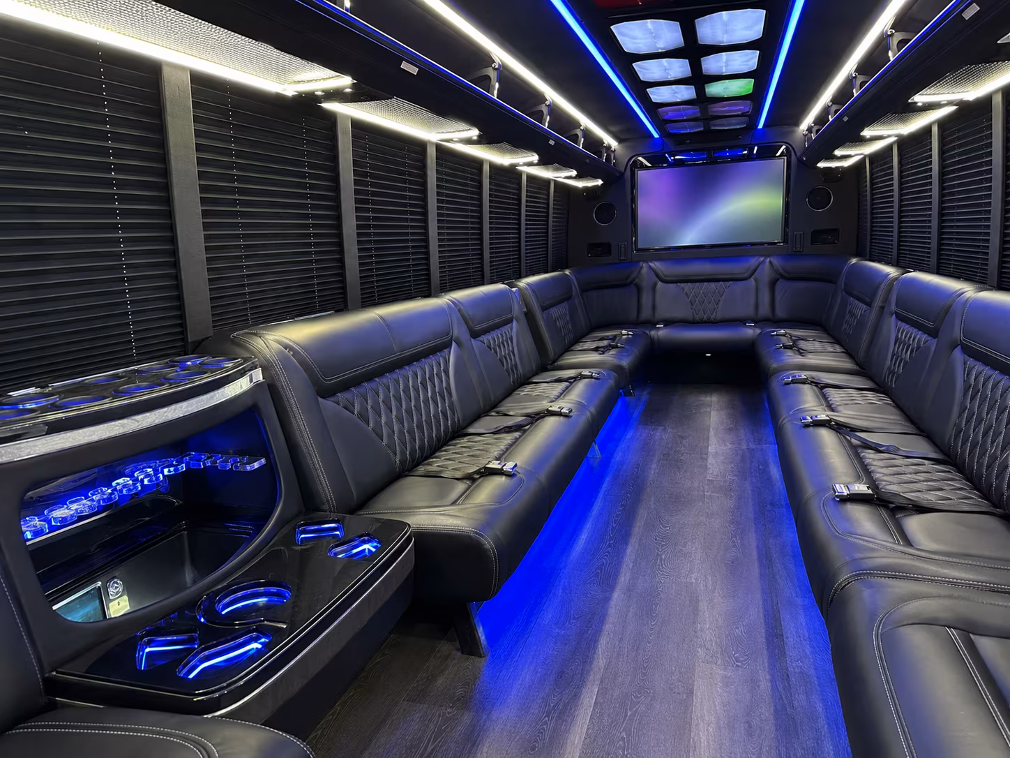 woodbridge 20 passenger party bus inside