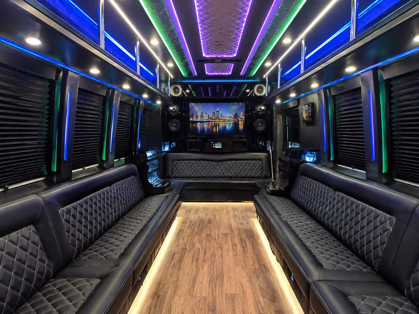 woodbridge 25 passenger party bus interior
