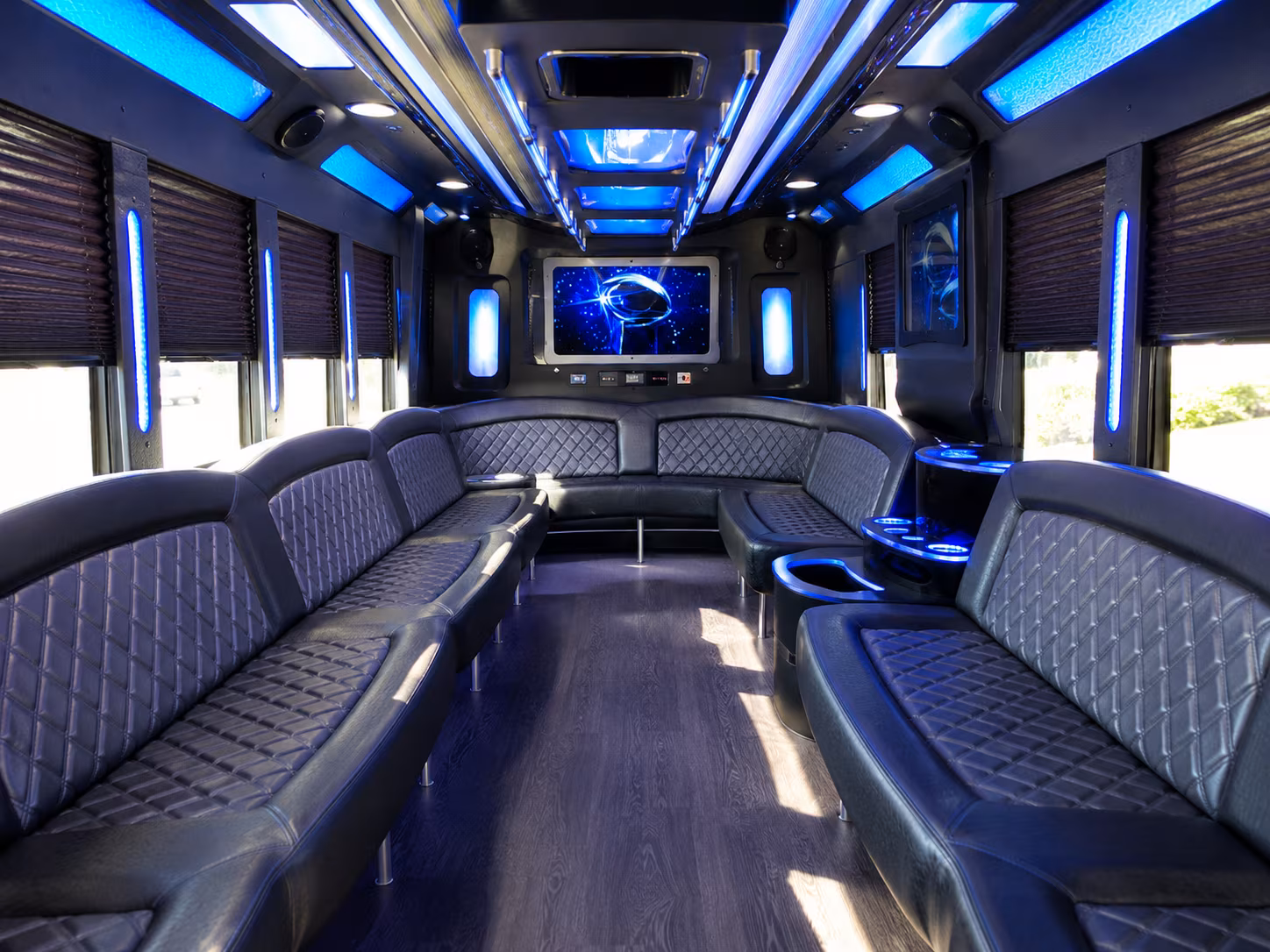 woodbridge 28 passenger party bus inside