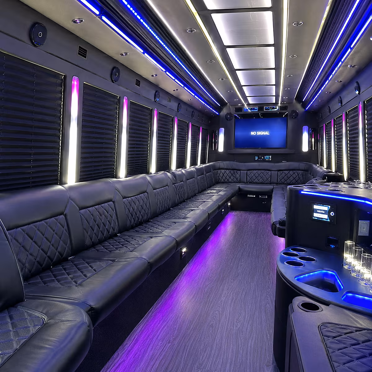 woodbridge 30 passenger party bus inside