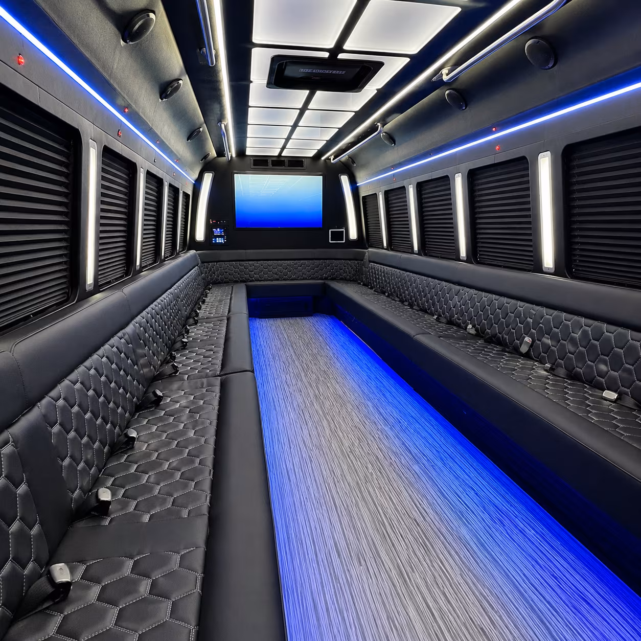 woodbridge 50 passenger party bus inside