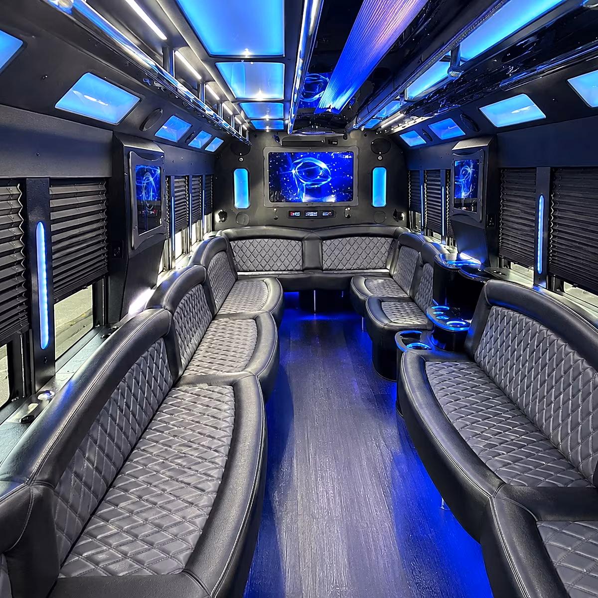 woodbridge 50 passenger party bus interior